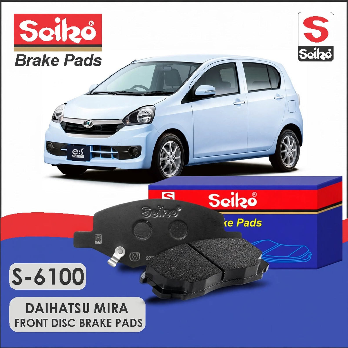 Daihatsu Mira Front Seiko Premium Disc Brake Pads S-6100